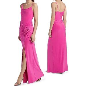 NWOT $398 BCBG MAXAZRIA GATHERED COWL NECK GOWN DRESS IN ELECTRIC ORCHID SIZE 4